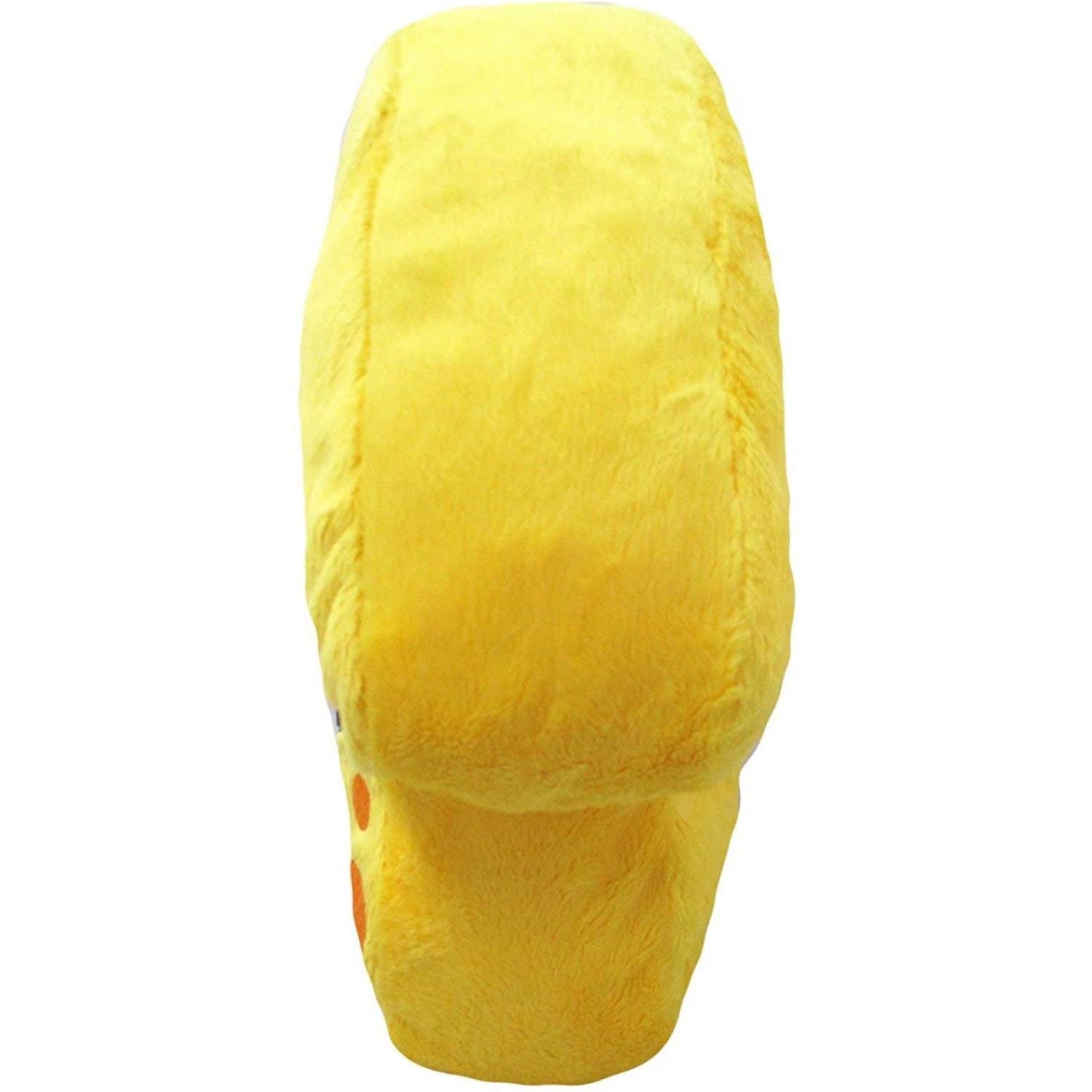 Sun yellow Nintendo Splatoon 2 Squid plush cushion by San-Ei with soft fabric and squid shape, perfect for fans and collectors