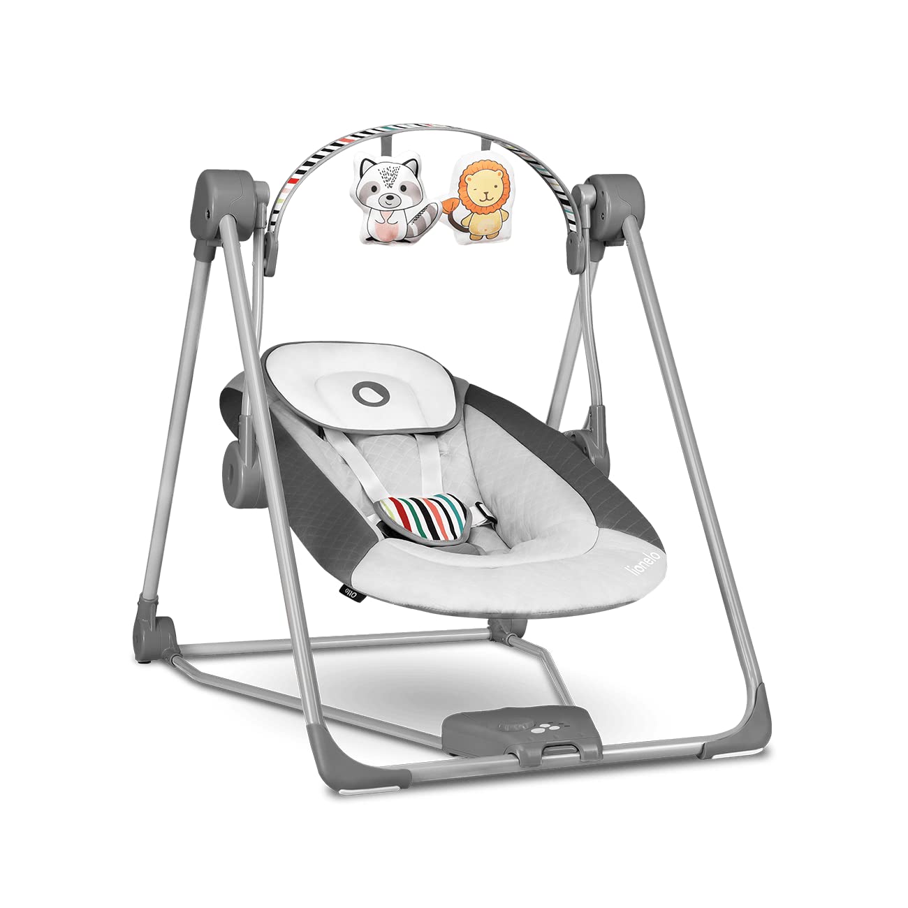 Lionelo LIONELO Baby Rocker OTTO with soft cushion, 5-speed electric swing, nature sounds, and 5-point harness for newborns.