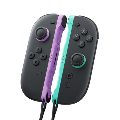Nintendo Joy-Con controllers in light purple and light green, wireless game controllers for Nintendo Switch gaming system