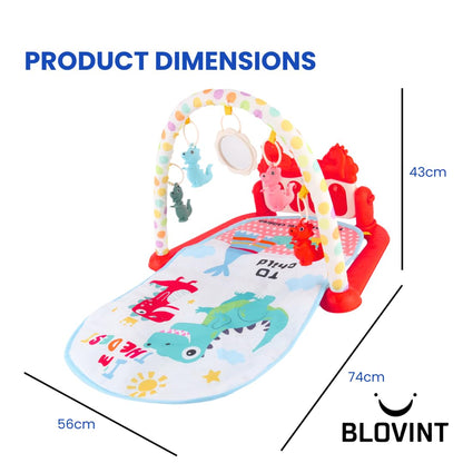 BLOVINT Baby Play Gym with colorful activity mat, piano, sensory toys, lights, and music for newborns and toddlers.