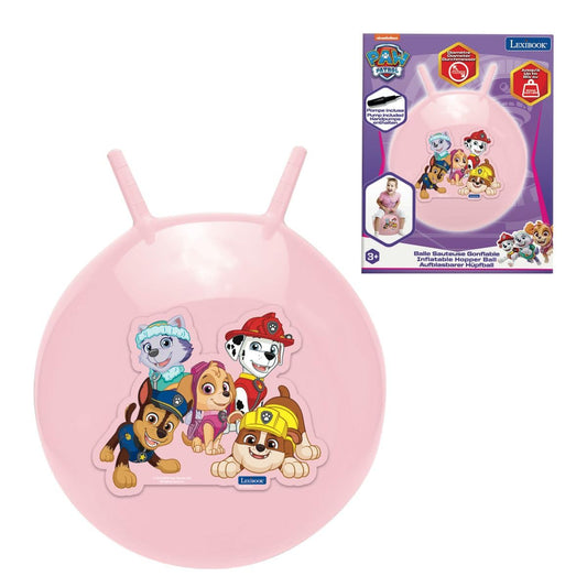 LEXIBOOK, Paw Patrol, Inflatable Hopper Ball, Chase, Marshall, Skye, Rubble, Everest, Manual pump included, Secure and durable plastics, Pink, BG040PAG