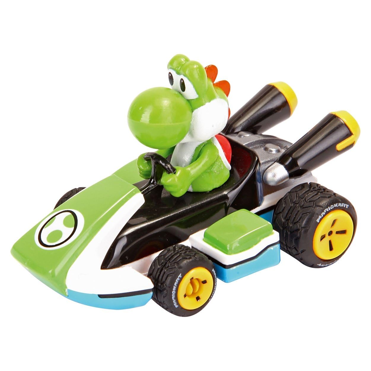 Carrera Nintendo Auto Pull & Speed Mario Kart 8 Yoshi toy racing car on track, detailed Yoshi character from Mario Kart 8 game