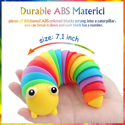 2 Pieces Articulated Fidget Toy, Rainbow Caterpillar Toy Ocean Shark Decompression Toys, Stim Toy Decompression Fun Autism ADHD Fidgeting Children's Toys Adults (Rainbow Caterpillars)