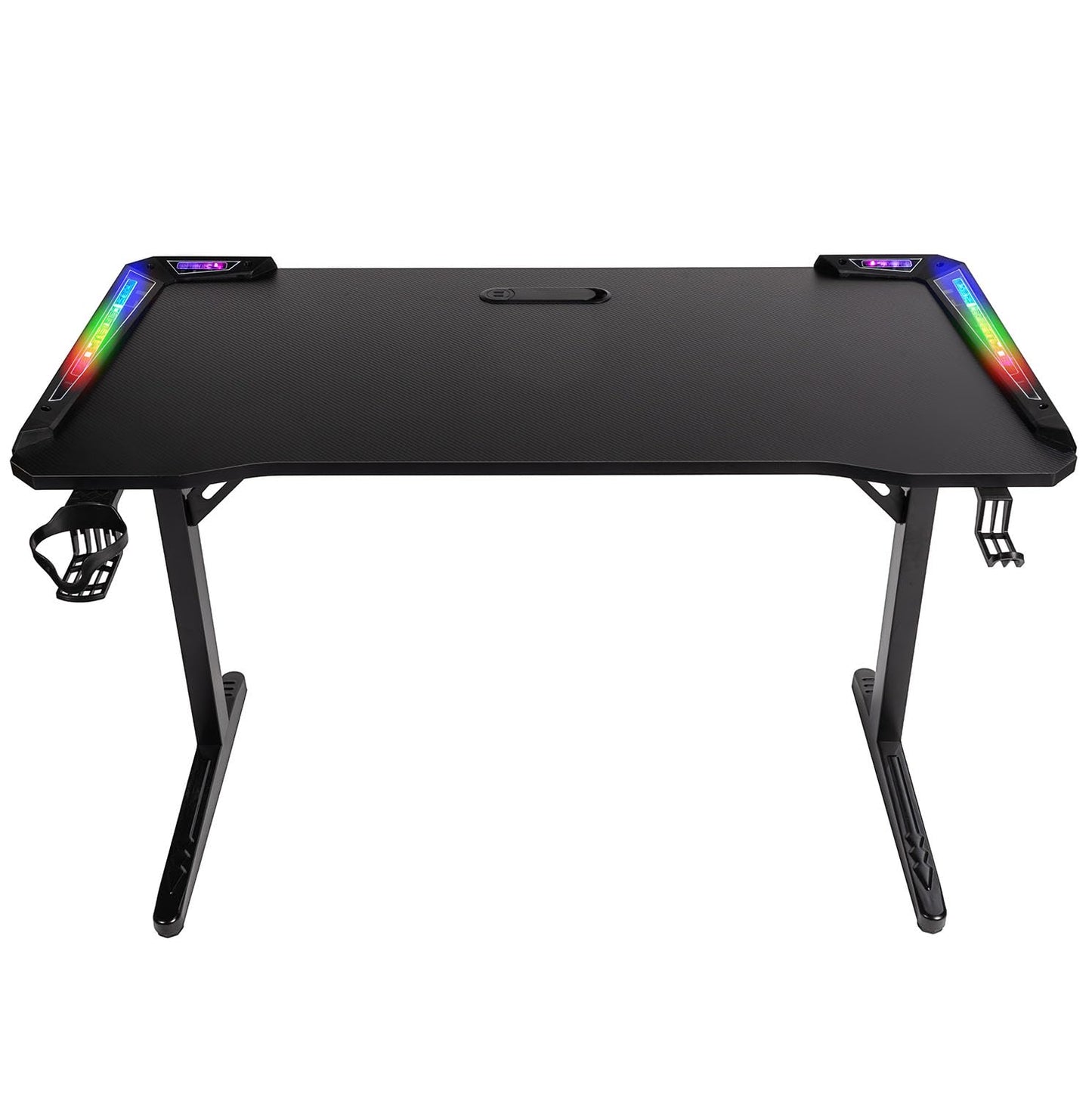 Veno Scorp Gaming Desk with LED Lights, USB, 120 x 60cm RGB Computer Desk T Shape, Gaming Table for Home Office, Black