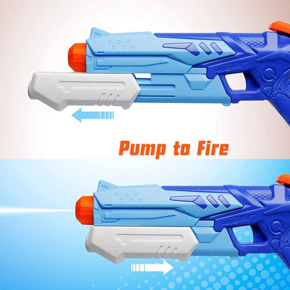 D-FantiX water guns for kids and adults, 2-pack super water blasters with 300cc capacity, long-range squirt guns for summer pool and beach fun.