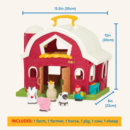 Battat– Big Red Barn, Animal Farm Playset – Learning Toy for Toddlers, 18M Plus, 13.5" x 9"x 12"