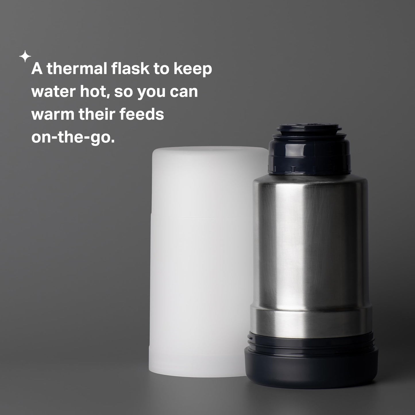 Tommee Tippee Travel Bottle and Food Warmer, Portable Baby Bottle Warmer Ideal for Travel, Thermal Insulation, Stainless Steel Flask with Leak-Proof Lid
