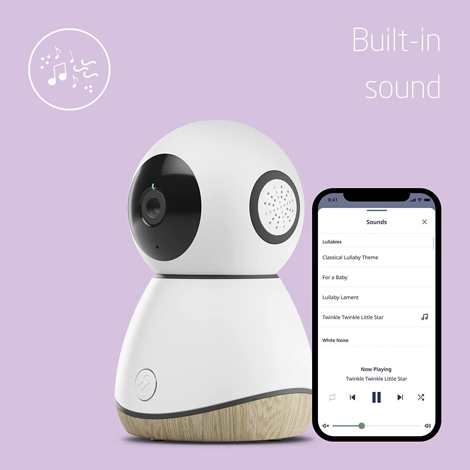 Maxi-Cosi See baby monitor with 1080p HD camera, audio, WiFi streaming, and smart home compatibility with Alexa and Google Assistant.