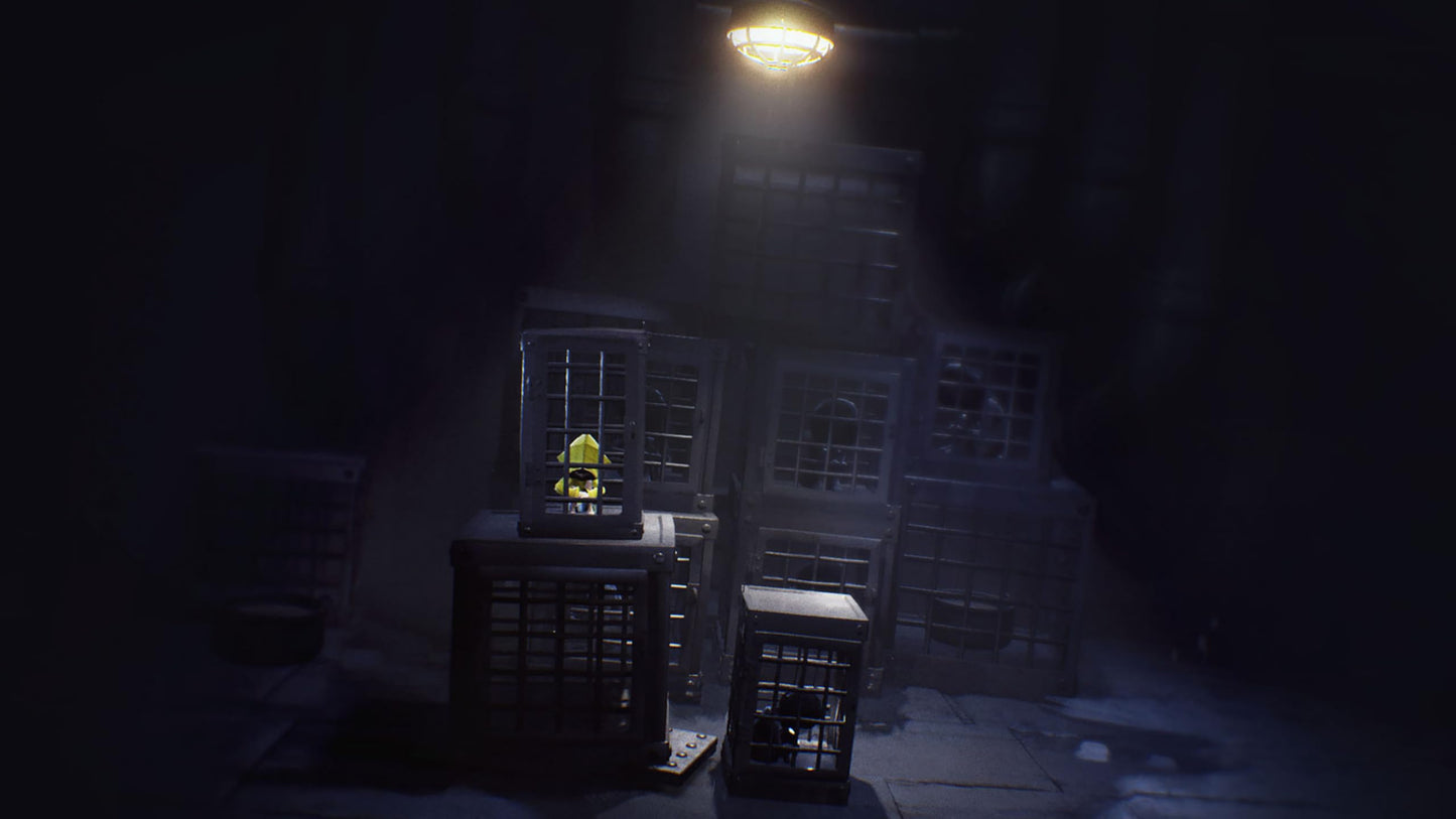 Nintendo Switch game case for Little Nightmares Enhanced Complete Edition by Bandai Namco, featuring artwork of eerie, surreal characters.