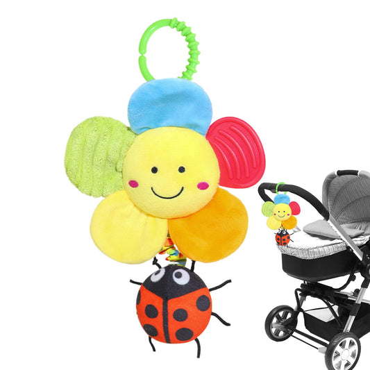 Jingyash baby pram toy with music, plush hanging rattle and handbells, designed for infant stimulation and stroller entertainment