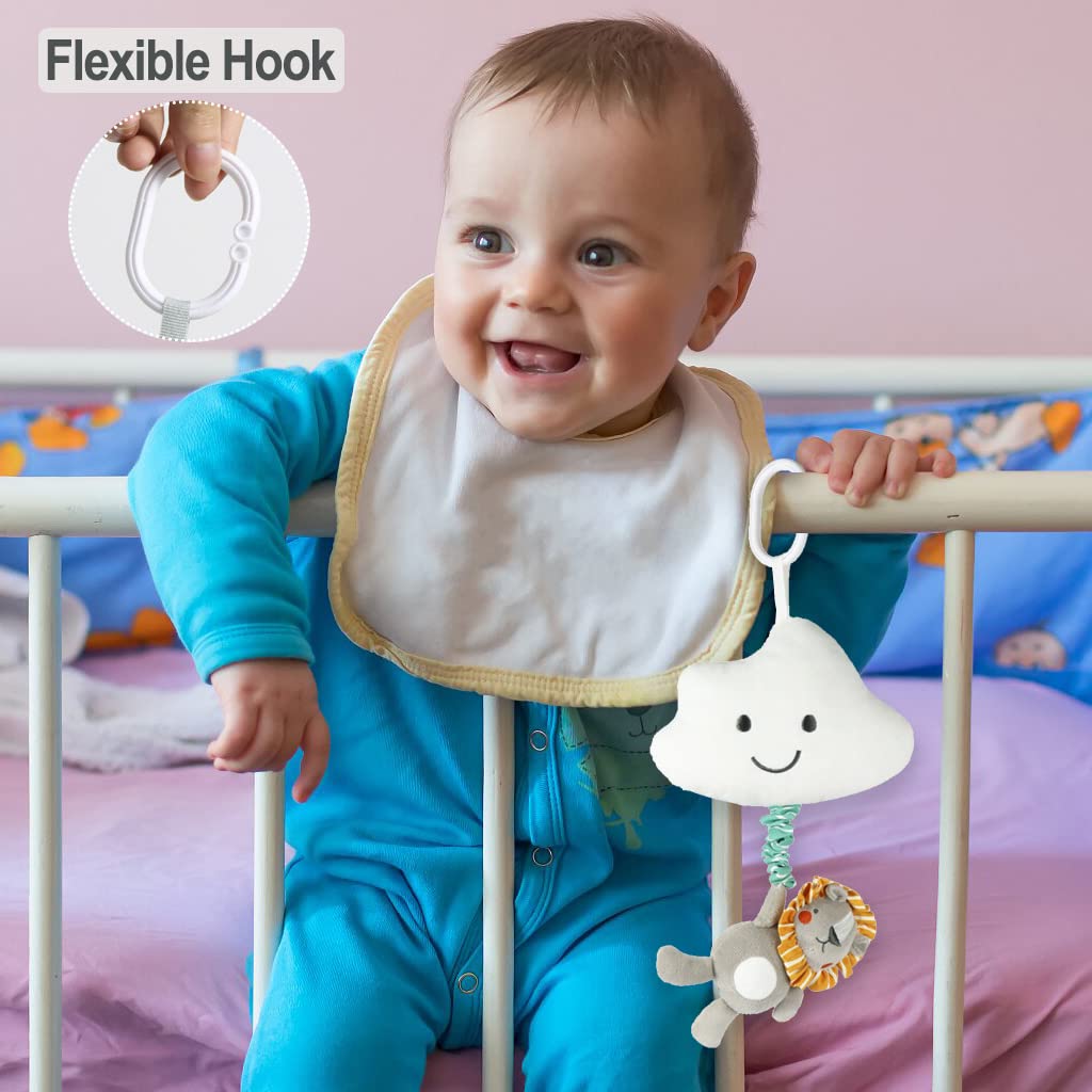Blublu Park baby hanging musical toy with cloud design, clip-on lullaby music box sensory toy for prams, strollers, and cribs