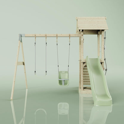 PolarPlay Tower Kids Wooden Climbing Frame - Swing Olavo Sage