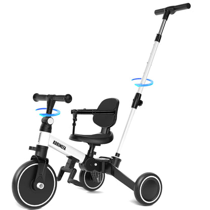 KORIMEFA Toddler Trike Tricycle for 1 2 3 years old with Push Handle, 5 in 1 Balance Bike Bicycle, Baby Infant Ride on Toy for Boys and Girls, Indoor Outdoor Gift Idea