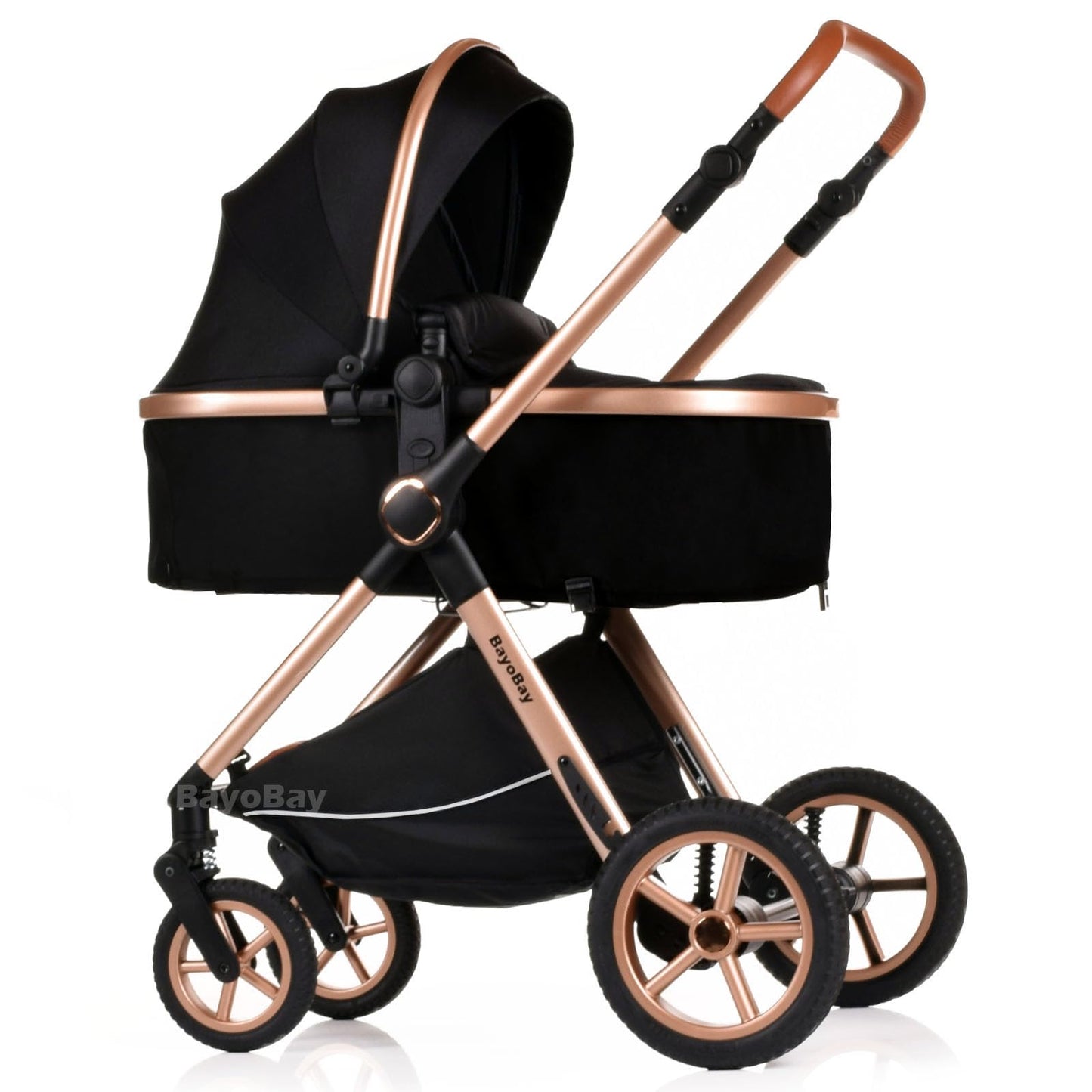 Baby Pram Pushchair Buggy Stroller 3 in 1 with Car Seat Child Lightweight Folding Stroller 3 in 1 Travel System Pram for Newborns Toddlers from Birth New 2026 Style FREEBIES (BBC - Black Gold, BBC)