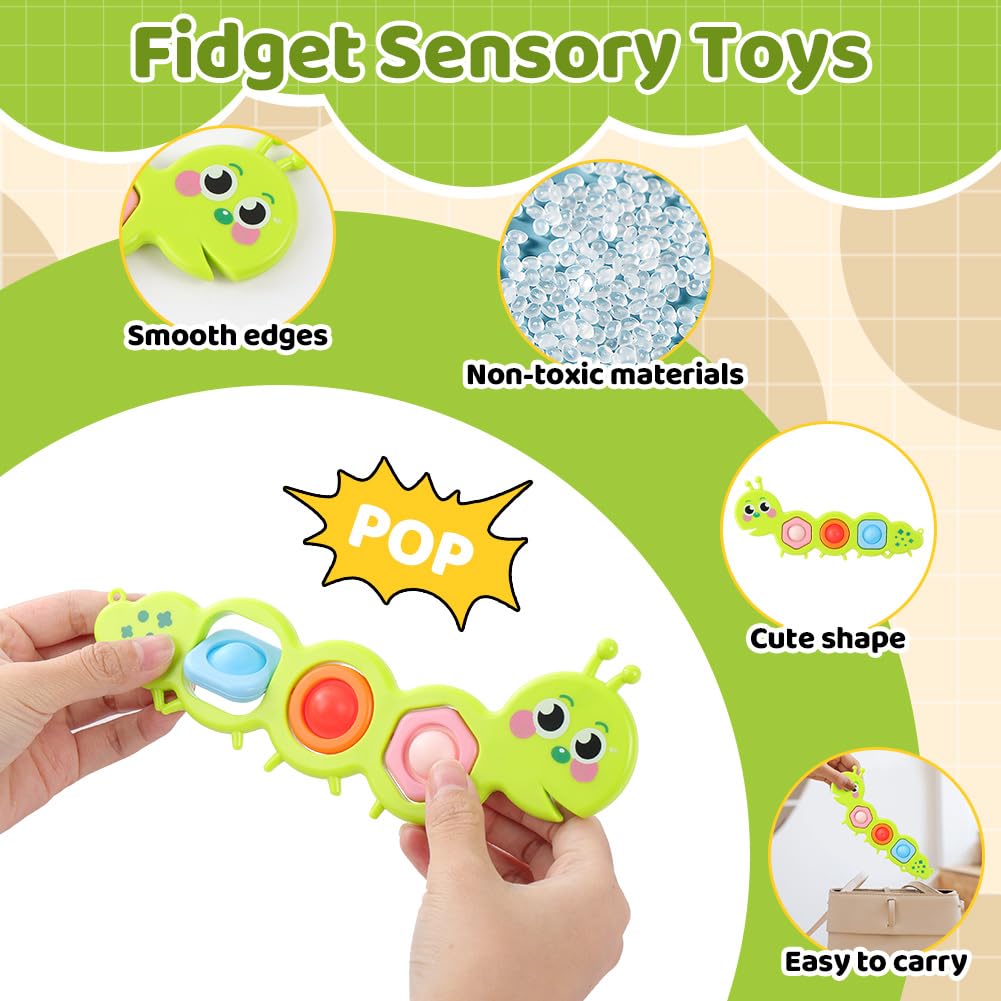 AYESY Fidget Popper Sensory Toys, Pop Fidget Toys for Toddlers 12+ Month, Baby Montessori Toys for Stress Relief, Airplane Travel Activities, Autism Gift for Boys Girls