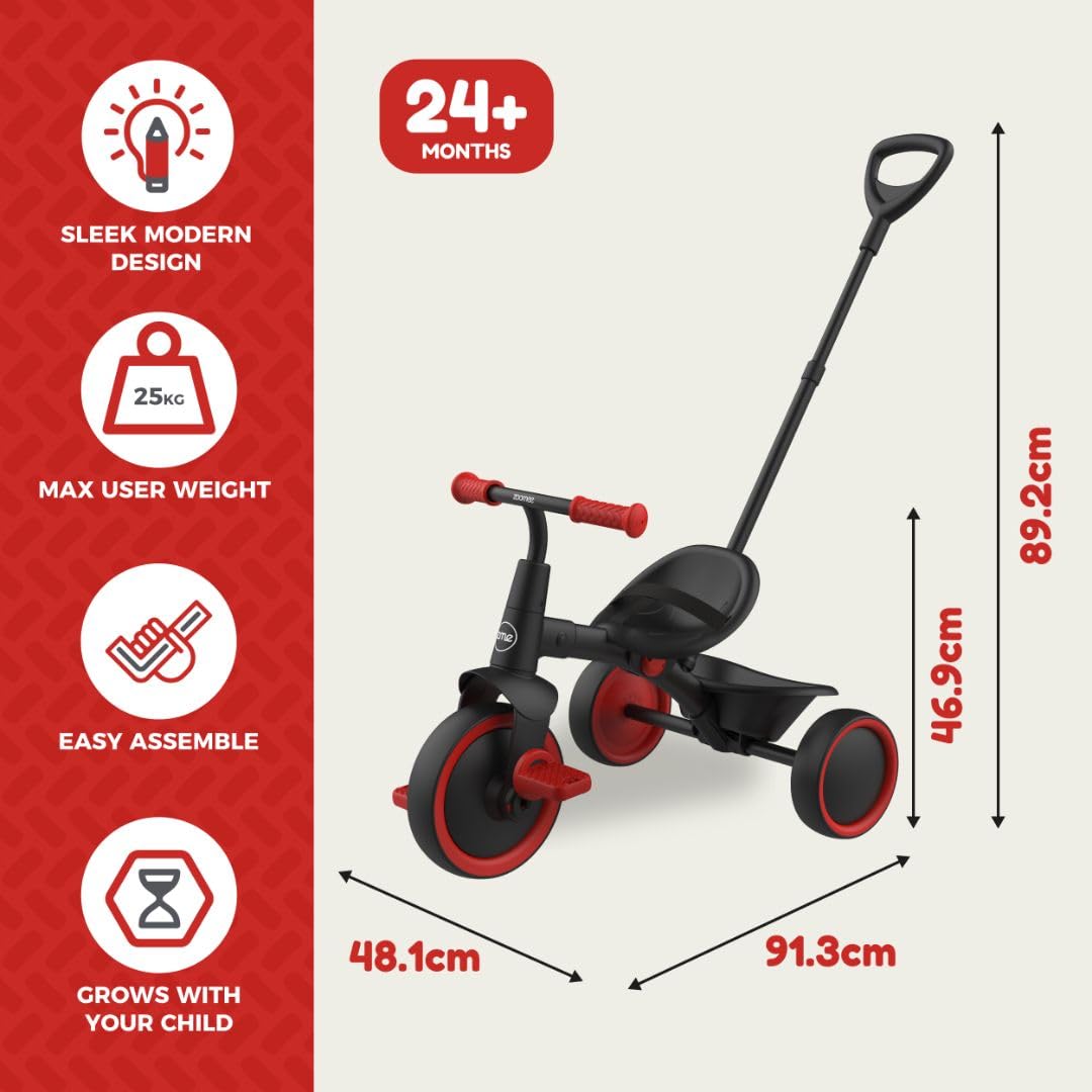 TP Zoomee 2 in 1 Trike – Firecracker -.Shock Resistant Wheels,