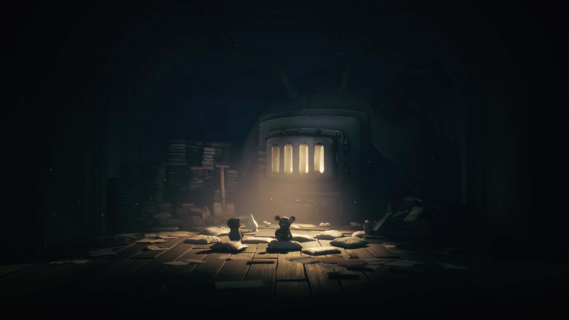 Nintendo Switch game case for Little Nightmares III by Bandai Namco, featuring artwork of a dark, eerie character and mysterious scene.