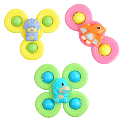 Vicloon Suction Cup Spinner Toys, 3-Pack Baby Bath Spinners with Suction, Dinosaur Design for 18+ Months
