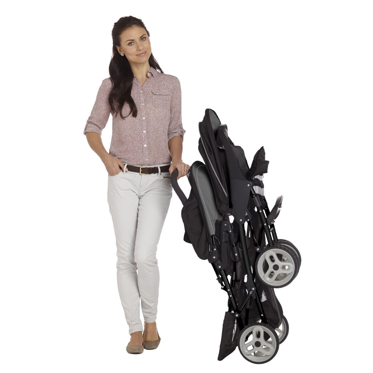 Graco Stadium Duo Tandem Double Pushchair - Suitable from birth to approx. 3 years (15kgs). Car Seat Compatible with SnugEssentials iSize infant car seat, Black/Grey fashion