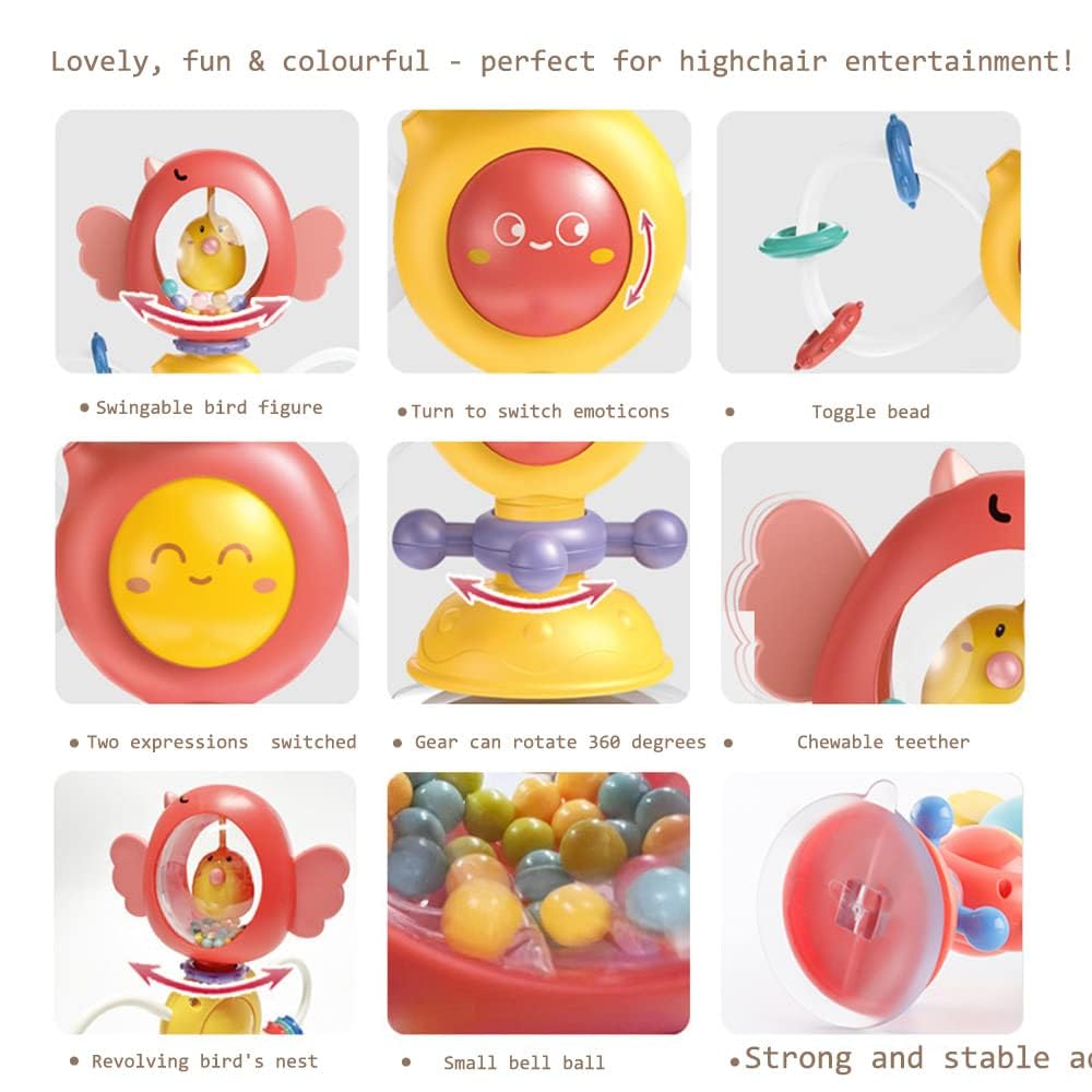 iFunLong Baby Rattle Toys with Suction Cup - Interactive High Chair Activity Toy for 3 Months and Up - Baby Einstein Babies Toy for Sensory Play