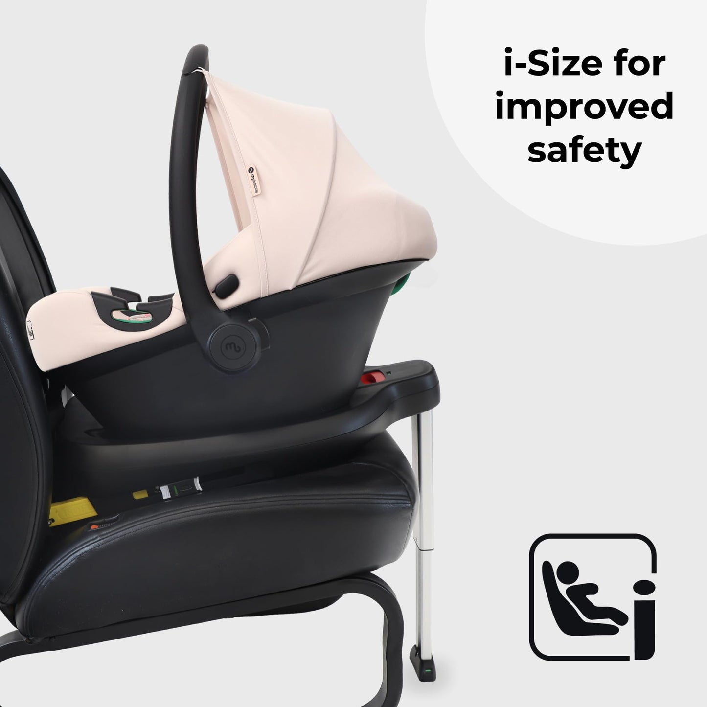 My Babiie MBCS02 i-Size Baby Car Seat - 40-87cm (Birth to 15 Months Approx.), R129, Group 0+, Lightweight Infant Carrier, Large Canopy, Newborn Insert, Adjustable Headrest - Pink Leopard