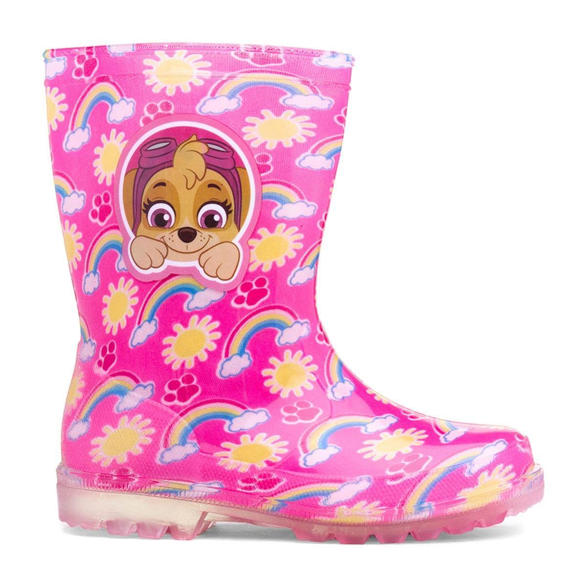 Paw Patrol Kids Pink Rainbow Welly - Size 12 Child UK - Pink