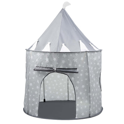 Crystals Princess Castle Kids Pop Up Play Tent in grey, featuring a fun, foldable sensory playhouse for children with princess design.