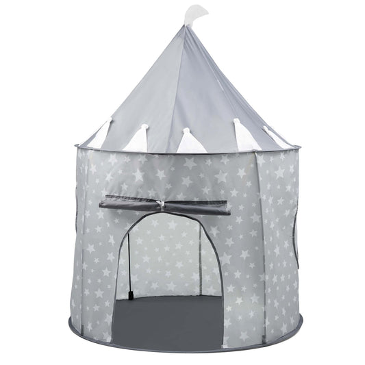 Crystals Princess Castle Kids Pop Up Play Tent in grey, featuring a fun, foldable sensory playhouse for children with princess design.