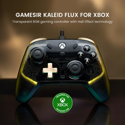 GameSir Kaleid Flux wired Xbox controller with RGB lighting, Hall Effect joystick, compatible with Xbox Series X|S, Xbox One, and Windows PCs