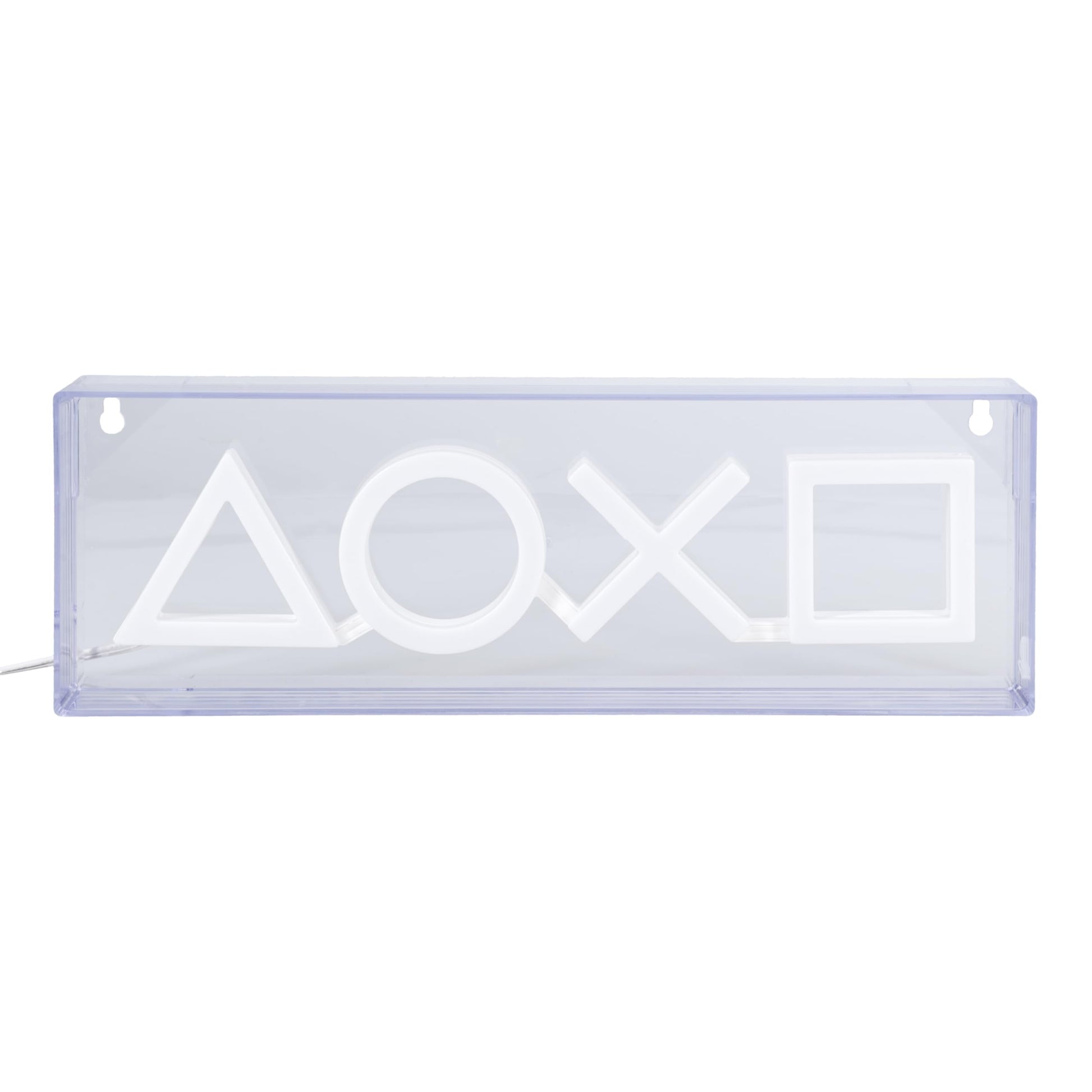 PlayStation Icons LED neon light by Paladone, wall mountable and freestanding gaming decor for game rooms and gamer setups.
