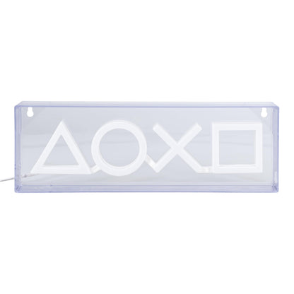 PlayStation Icons LED neon light by Paladone, wall mountable and freestanding gaming decor for game rooms and gamer setups.