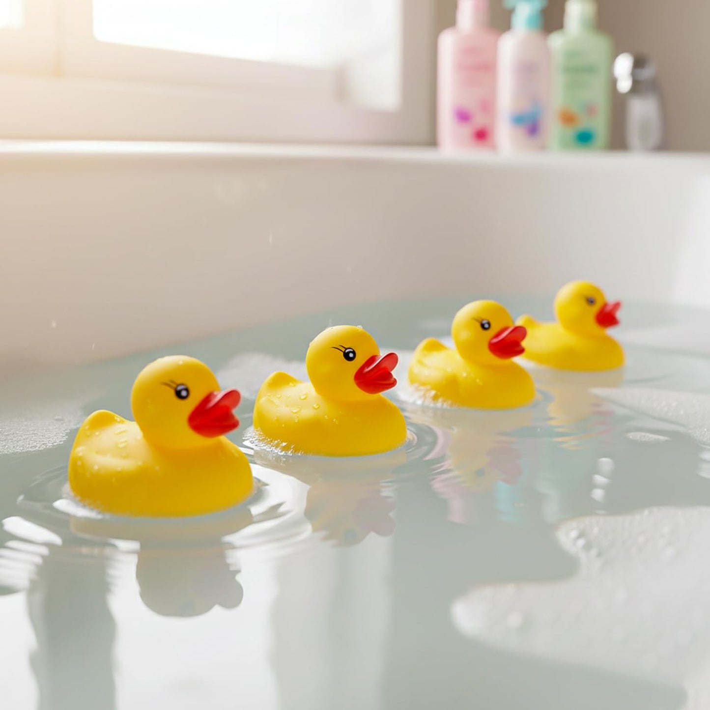 Mini Rubber Ducks Bath Toy Set 10 Ducks 2 Fishing Nets Kids Water Play Gift Fun Water Games for Kids, Perfect for Summer Paddling Pools and Baby Showers