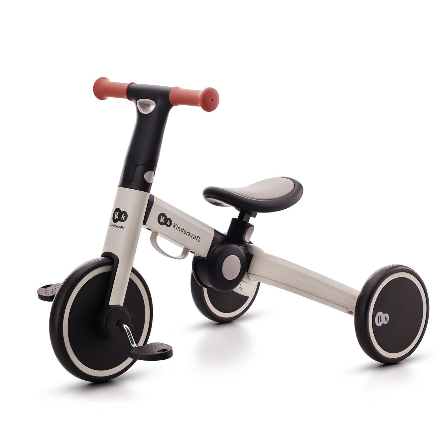 Kinderkraft 4TRIKE, foldable 3-in-1 tricycle, push trike, balance bike, pedal tricycle, lightweight aluminum frame, adjustable seat, EVA wheels, for children 1–5 years, Gray