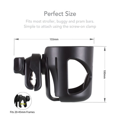 LittleLife Buggy And Pushchair Universal Cup Holder Adjustable Bottle Organiser for Stroller, Drink and Coffee Cup Holder, Single