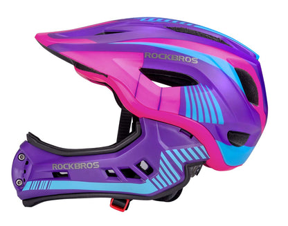 ROCKBROS Kids Full Face Bike Helmet Kids Helmet Toddler Bike Helmets Full Face Protective Safety Helmet for MTB Skateboarding Scooter Roller Skating Cycling S: 48-52 cm, M: 55-58 cm