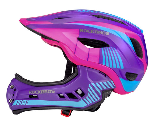 ROCKBROS Kids Full Face Bike Helmet Kids Helmet Toddler Bike Helmets Full Face Protective Safety Helmet for MTB Skateboarding Scooter Roller Skating Cycling S: 48-52 cm, M: 55-58 cm