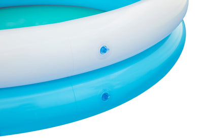 Bestway Shark Kids Inflatable Sprinkler Play Pool with colorful shark design, measuring 1.63m x 1.27m x 92cm.