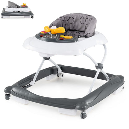 Maxmass 4-in-1 baby walker with foldable design, adjustable heights, removable lights and music tray, padded seat for toddlers 6-14 months