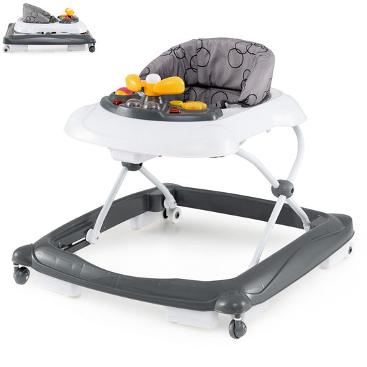 Maxmass 4-in-1 baby walker with foldable design, adjustable heights, removable lights and music tray, padded seat for toddlers 6-14 months