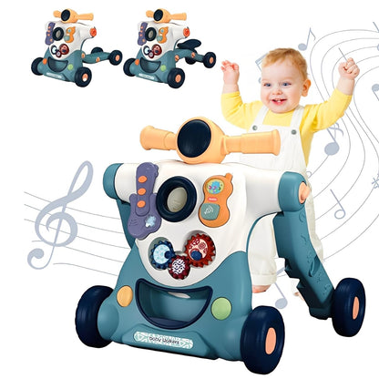 Blue Forroby 3-in-1 baby walker with music, activity panel, and adjustable speed for toddlers, sitting and standing options.