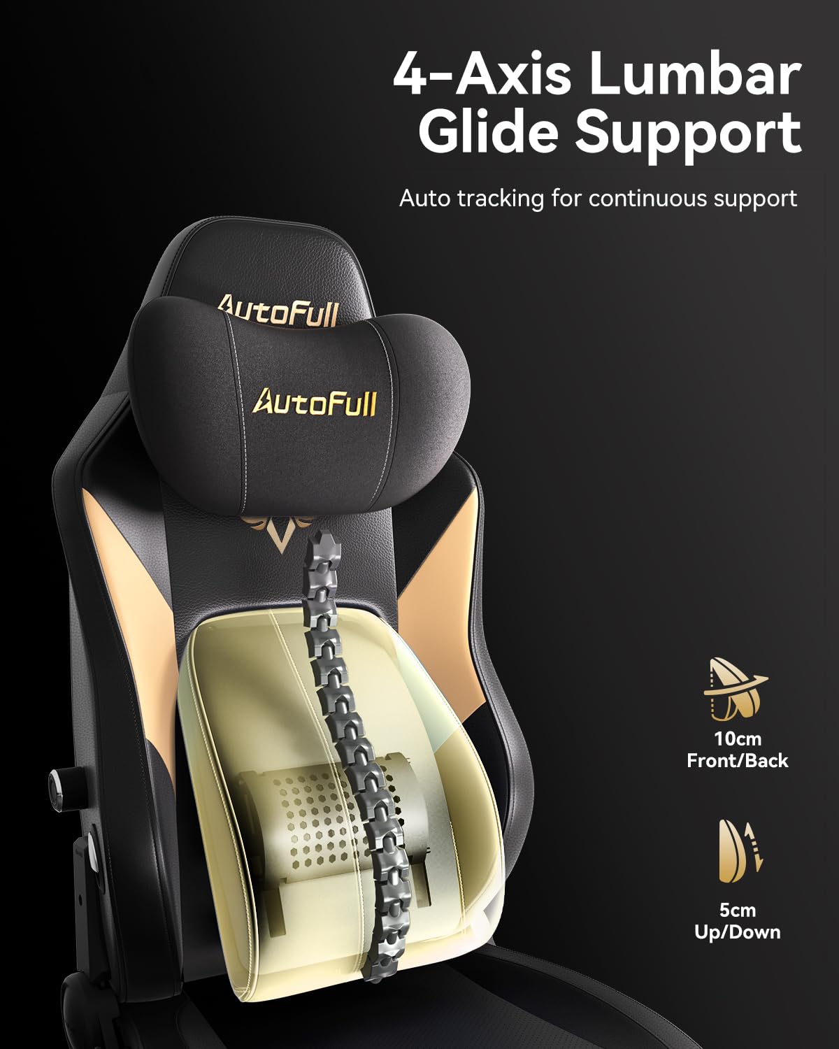 AutoFull M6 Ultra gaming chair with massage, lumbar support, adjustable armrests, neck pillow, black ergonomic office chair.