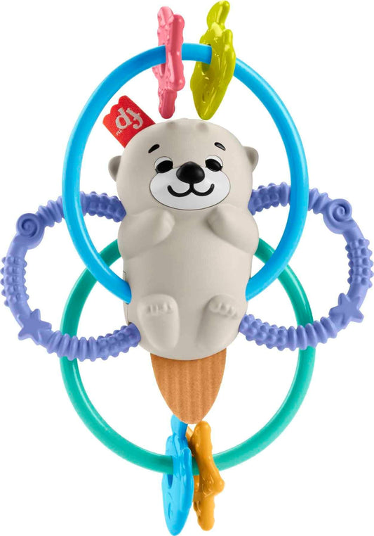 Fisher-Price Baby Toys Twist & Teethe Otter with textured rings, 2-in-1 rattle and BPA-free teether for infant motor play