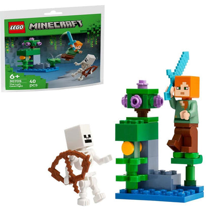 LEGO Minecraft The Lush Cave Fight Building, 40 Pieces, Ages 6+, Paper Bag Set 30705