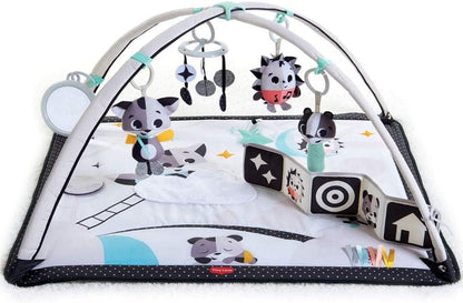 Tiny Love Black & White Gymini, 2-in-1 Musical Baby Play Mat, 0+ Months, Baby Play Gym, 18 Activities, Interactive Musical Toy, High Contrast Book, Adjustable Arches, Magical Tales