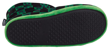 Minecraft Boys Slipper Boots Kids Creeper Gamer Fleece Lined Slippers for Gamers House Shoes Black/Green 6 UK