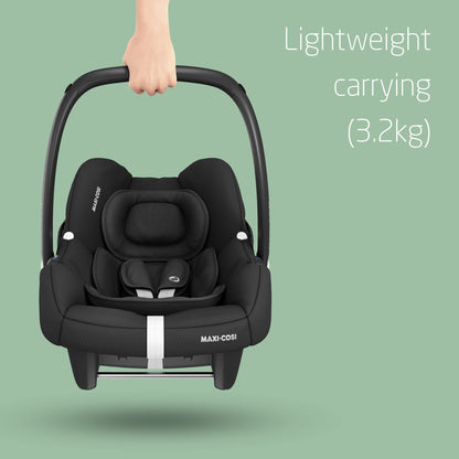 Maxi-Cosi CabrioFix i-Size, Baby Car Seat, 0–12 Months, Max. 12kg, Lightweight Car Seat Newborn (3.2kg), Large Sun Canopy, Extra Padded Seat, Fits most Maxi-Cosi Pushchairs, Essential Black