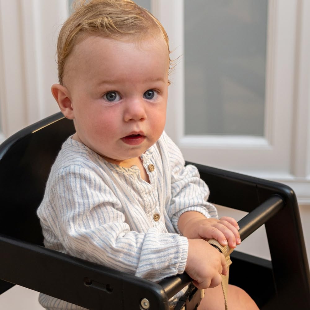 Safetots Two Pack of Simply Stackable Wooden High Chairs, Black, Highchairs for Baby and Toddler, Stylish and Practical, Baby Highchairs for Your Home or Space Saving High Chairs for Restaurant