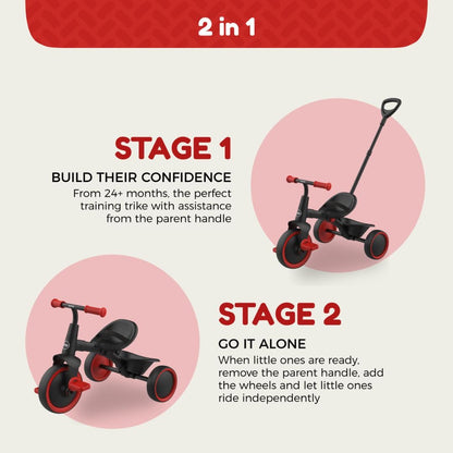 TP Zoomee 2 in 1 Trike – Firecracker -.Shock Resistant Wheels,
