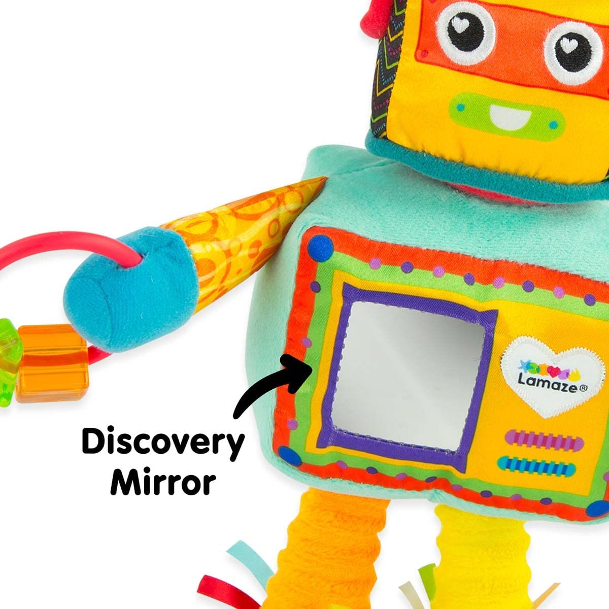 Lamaze Rusty the Robot sensory baby toy clip-on for prams and pushchairs, suitable for newborns 0-6 months.
