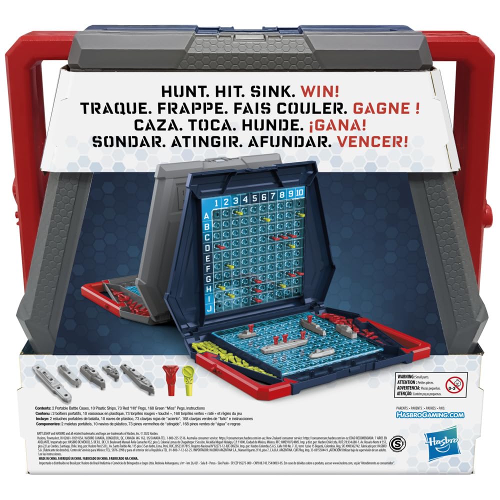 Hasbro Gaming Battleship Classic Board Game, Strategy Game For Kids Ages 7 and Up, Fun Kids Game For 2 Players, Multicolor